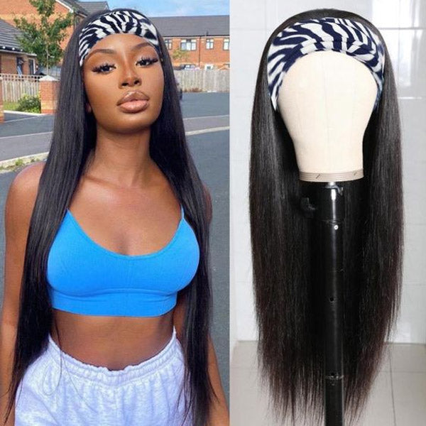 Straight Human Hair Headband Wigs Glueless Human Hair Wig