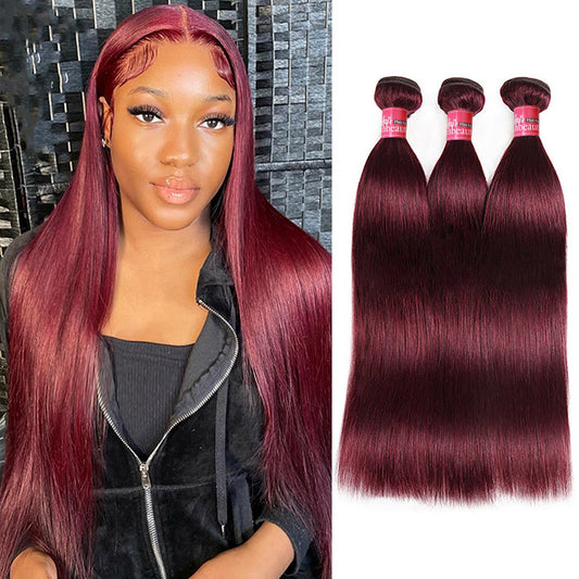 Burgundy Straight Hair Weave Silky Straight Hair 3 Bundles Human Hair Extension