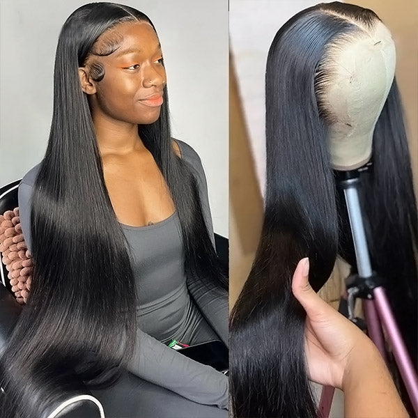 Bone Straight HD Lace Wigs Undetectable Lace Wigs With Natural Hairline 32 Inch Human Hair Glueless Wigs