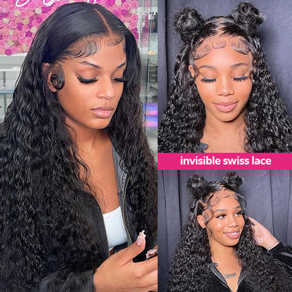 Water Wave 13x4 HD Lace Front Glueless Wigs Undetectable Invisible Lace Wigs With Pre Plucked