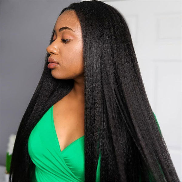 Yaki Straight Undetectable HD Lace Glueless Wigs 13x4 Lace Front Wigs With Natural Hairline 32Inch Long Human Hair Wigs