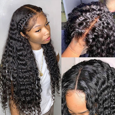 Deep Wave Full Lace Frontal Wig Glueless Human Hair Wig Transparent HD Full Lace Wig For Black Women