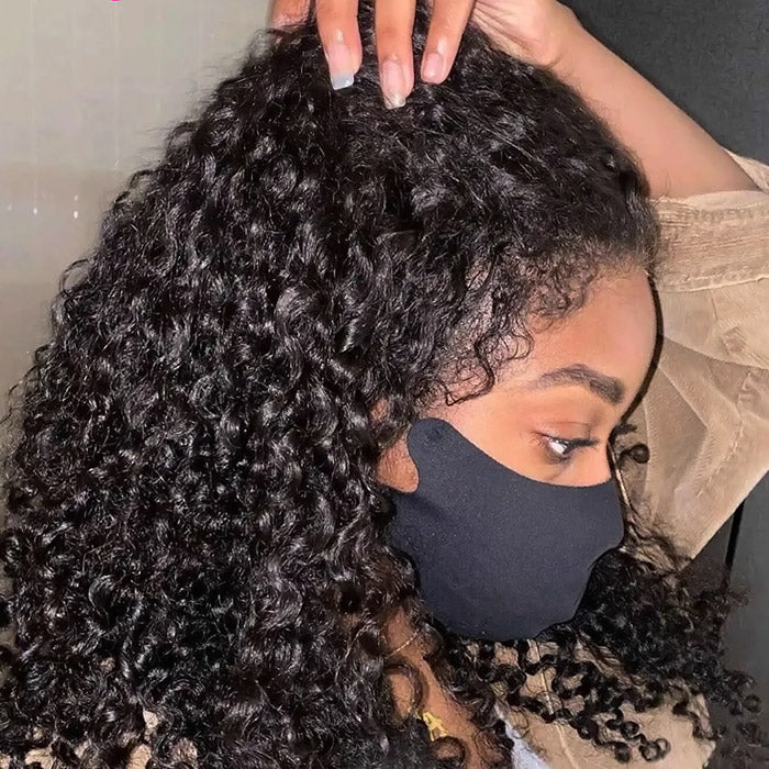 Type 4C Hairline Wig Deep Wave Invisible Lace Front Wigs Top Grade Human Hair With Curly Edges