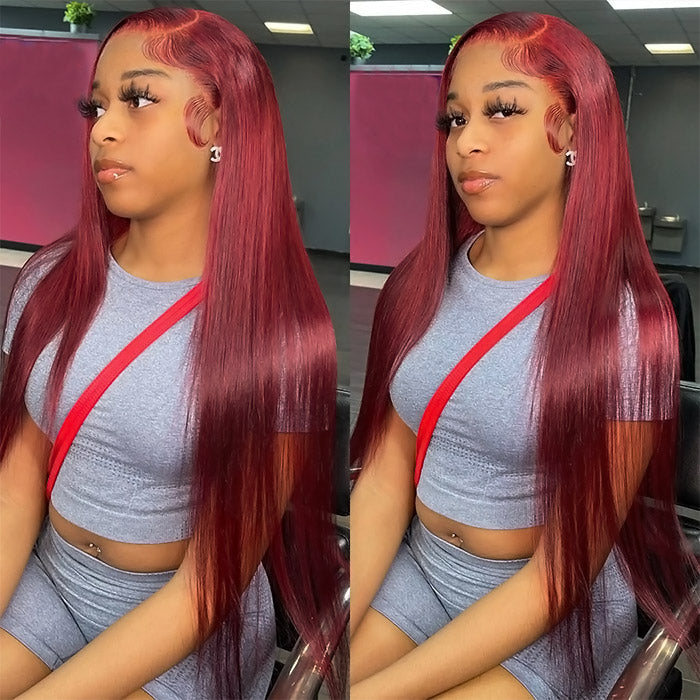 Burgundy Straight Hair Weave Silky Straight Hair 3 Bundles Human Hair Extension