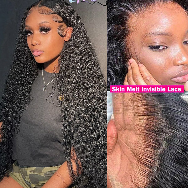 Transparent Lace Front Wig Slkin Melt 13x4 Lace Front Wig Deep Culry Glueless Wig 40 Inch