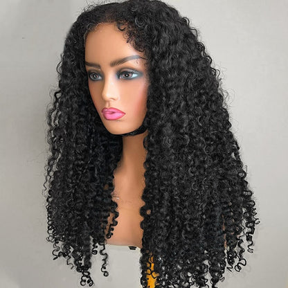 Type 4C Hairline Wig Deep Wave Invisible Lace Front Wigs Top Grade Human Hair With Curly Edges