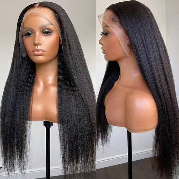 Yaki Straight Undetectable HD Lace Glueless Wigs 13x4 Lace Front Wigs With Natural Hairline 32Inch Long Human Hair Wigs