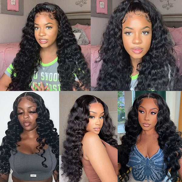 Loose Deep Wave HD Human Hair Wigs 13x4 Undetectable HD Frontal Glueless Wigs For Black Women