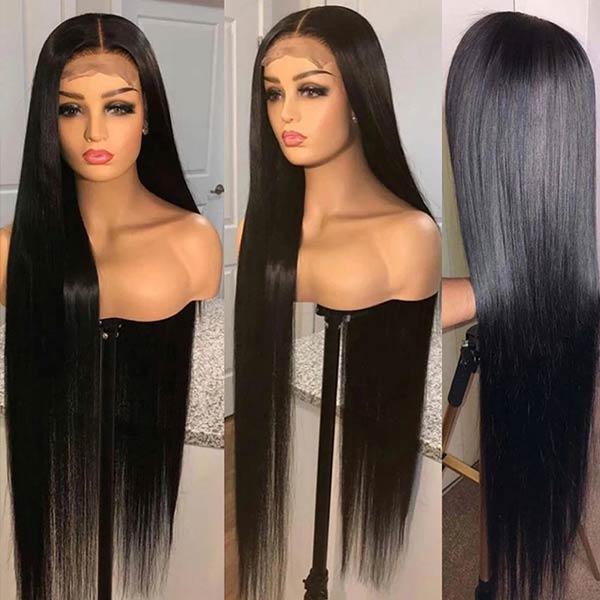Glueless 40 inch Wig 13x4 Lace Front Wigs Human Hair 200% Density Straight Lace Frontal Wig