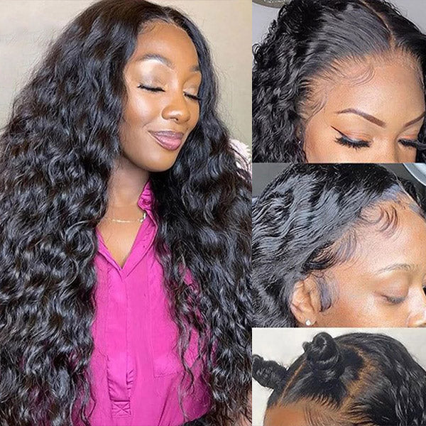 Water Wave 13x4 HD Lace Front Glueless Wigs Undetectable Invisible Lace Wigs With Pre Plucked