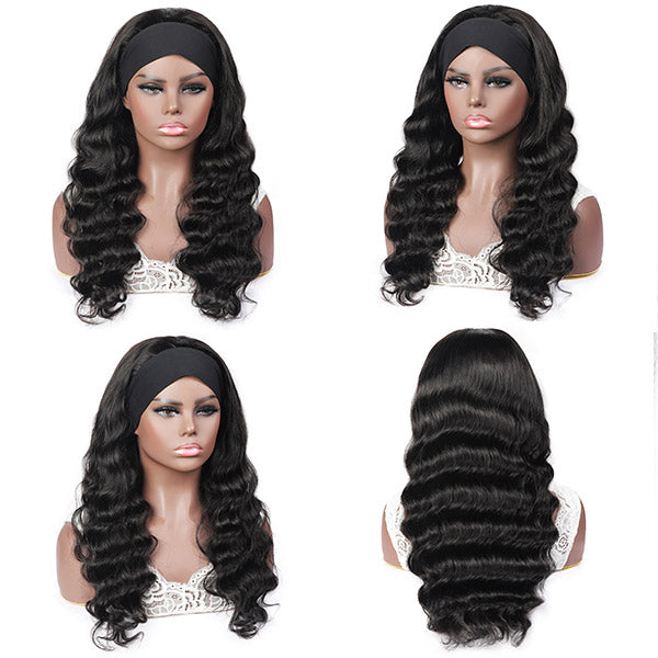 Loose Wave Virgin Human Hair 150% Density Headband Wigs Glueless For Black Women