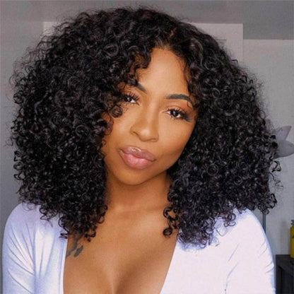 250% Density Kinky Curly Short Bob Wigs 13x4 Transparent Lace Front Human Hair Wigs