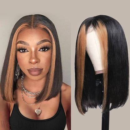 Honey Blonde Straight Lace Front Wig 1B/27 Short BoB Wig