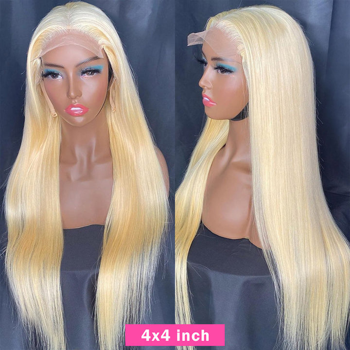 613 Closure Wig Straight Wig 4x4 Lace Closure Wig Honey Blonde HD Lace Glueless Wig