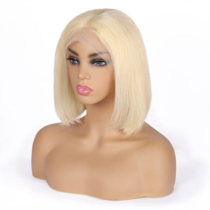 4*4 Blonde 613 Straight Bob Wig Short Wig 613 Lace Clsoure Wig