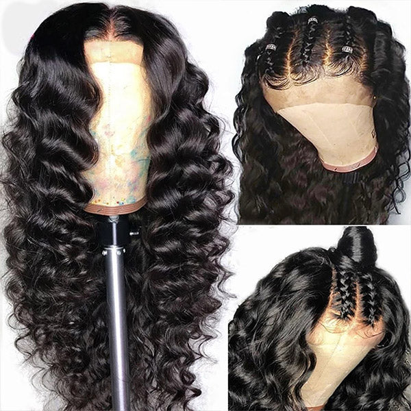 Loose Deep Wig Pre-Plucked 6x6 HD Lace Closure Glueless Wig Loose Deep Hair Bundles With Closure