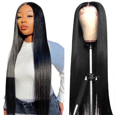Glueless 6x6 Lace Closure Wig Straight Human Hair Wig Pre-plucked Straight Lace Front Wig