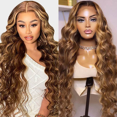 Highlight Body Wave Lace Front Wig Glueless Human Hair Wig P4/27 Glueless Body Wave Wig