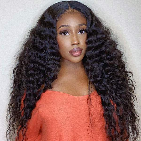 Transparent HD Middle Part T Lace Part Wigs 13x4x1 Loose Deep Wave Human Hair Wig