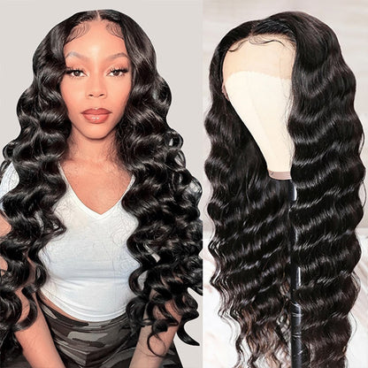 Loose Deep Wig Pre-Plucked 6x6 HD Lace Closure Glueless Wig Loose Deep Hair Bundles With Closure