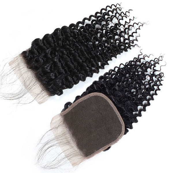 Mink Hair 100% Virgin Brazilian Human Hair Curly Wave 3 Bundles With 5*5 Lace Closure