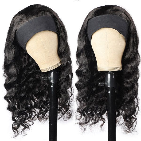 Loose Wave Virgin Human Hair 150% Density Headband Wigs Glueless For Black Women