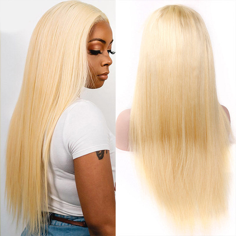 613 Closure Wig Straight Wig 4x4 Lace Closure Wig Honey Blonde HD Lace Glueless Wig