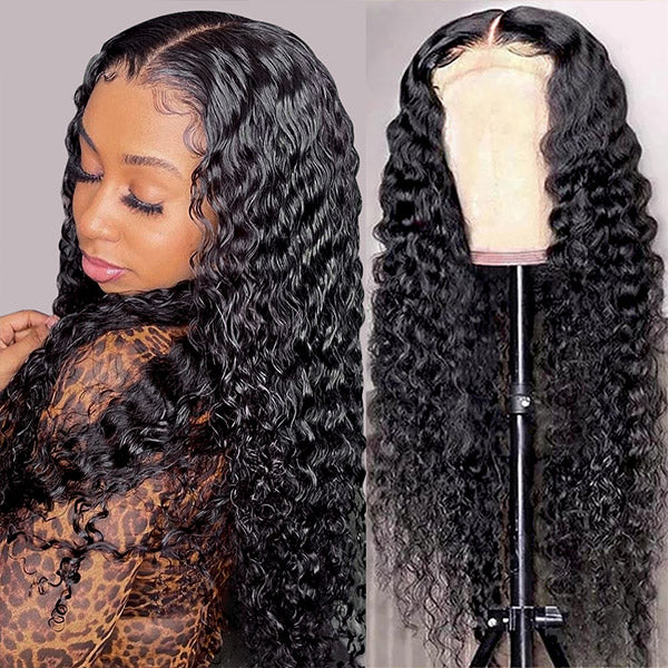 Deep Wave Wig 6x6 HD Lace Closure Wig affortable Pre-plucked Deep Wave Human Hair Glueless Wig