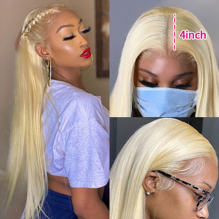 32 Inch Wear Go Glueless Wig Blonde Hair Pre-plucked 13x4 Lace Front Wig 613 Straight Hair Pre-cut HD Lace Front Wigs With Bleached Knots