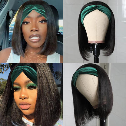 Straight Short Bob Human Hair Headband Wig Glueless Wig