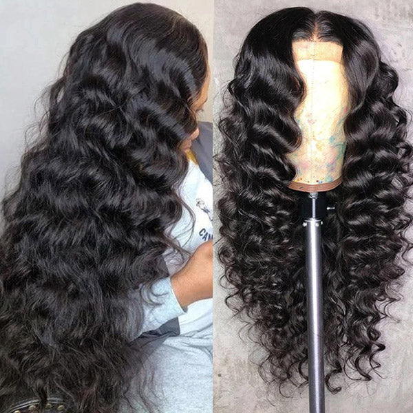 Glueless Human Hair Wig 40 Inch Loose Deep Wave Wig 4x4 HD Lace Closure Wig