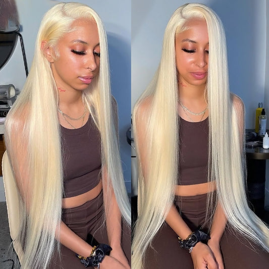 40 Inch Long Wig 200% Density 613 Human Hair Wigs 13x6 Lace Frontal Wig Honey Blonde Straight Hair Wigs Wear Go Wigs