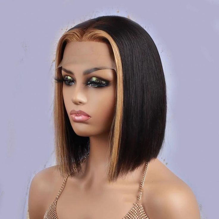 Honey Blonde Straight Lace Front Wig 1B/27 Short BoB Wig