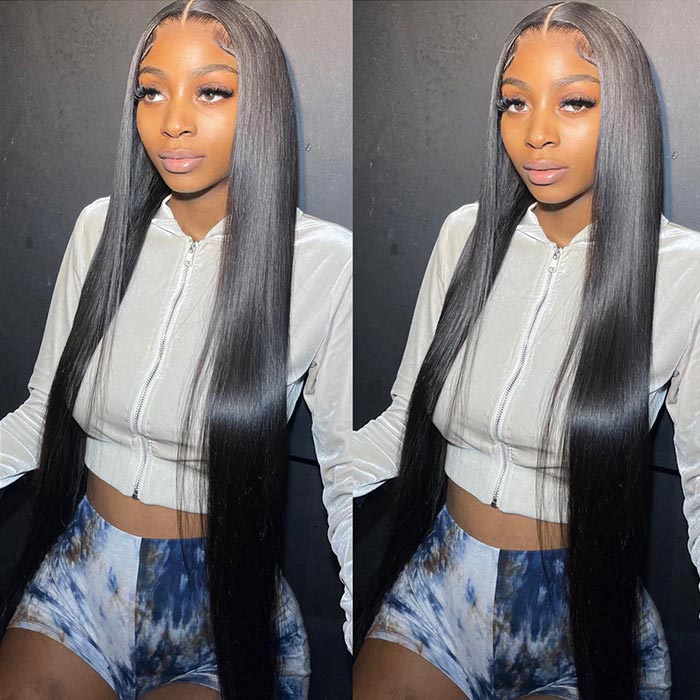Glueless 40 inch Wig 13x4 Lace Front Wigs Human Hair 200% Density Straight Lace Frontal Wig