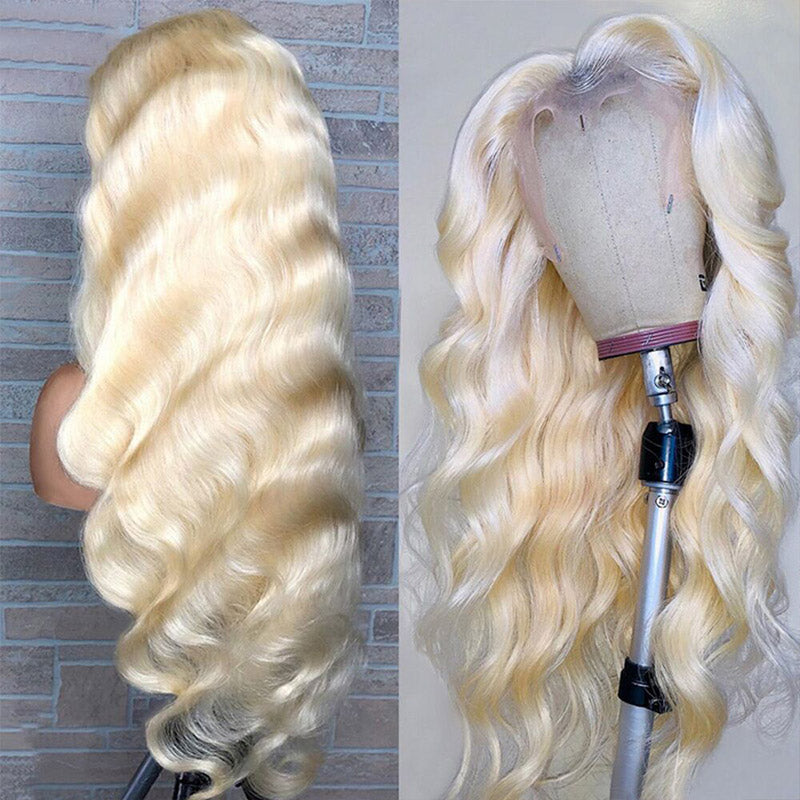 Honey Blonde Human Hair Wigs Body Wave Wigs T Part Lace Wigs Pre-Cut Lace Friendly For Beginner