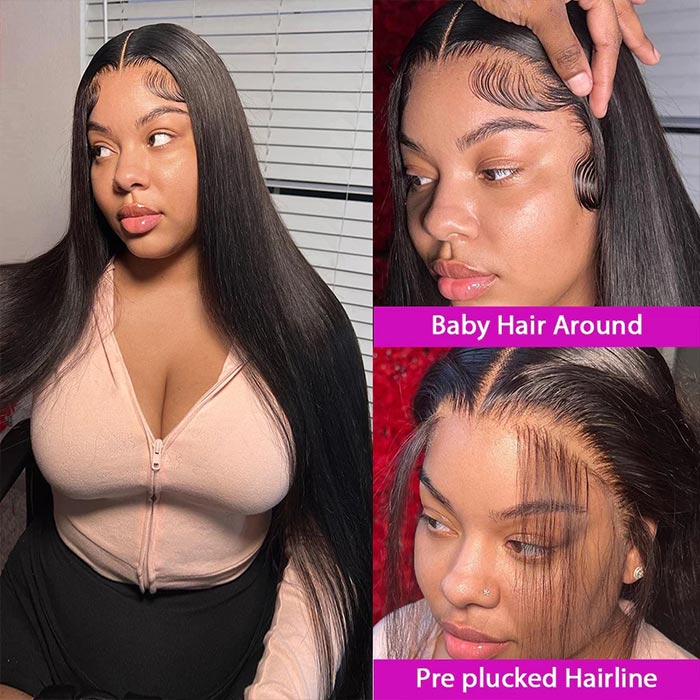 4x4 HD Lace Closure Wigs Straight Hair Real Swiss Lace Wig With Natural Hairline Undetectable Lace Wigs Glueless Wigs
