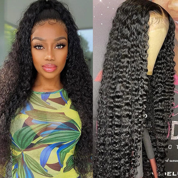 Glueless Deep Curly Lace Closure Wig 6x6 HD Lace Human Hair Wig Curly Hair
