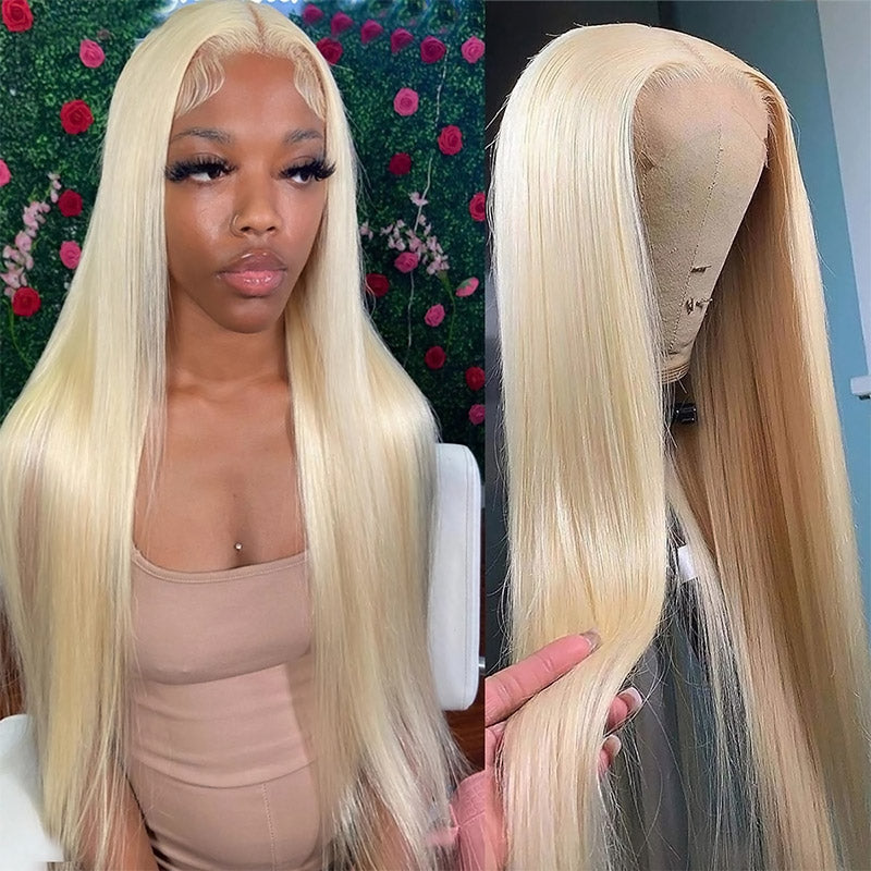 613 Closure Wig Straight Wig 4x4 Lace Closure Wig Honey Blonde HD Lace Glueless Wig