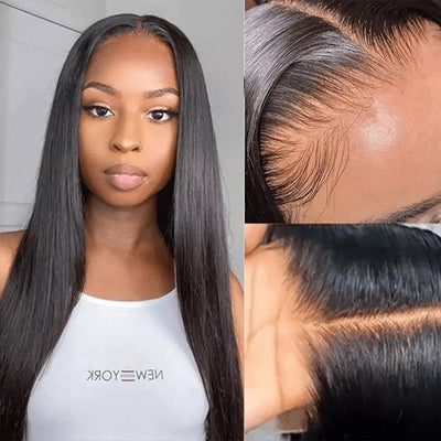 Real HD Swiss Lace Closure Wig 5x5 Straight Lace Front Wig Pre-plucked Human Hair Glueless Wig