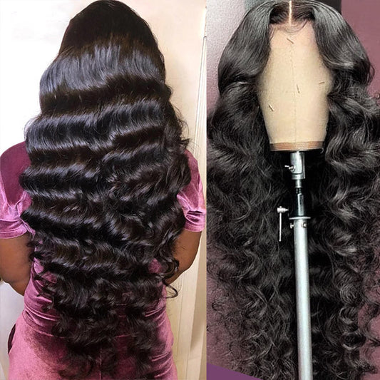 Glueless Human Hair Wig 40 Inch Loose Deep Wave Wig 4x4 HD Lace Closure Wig