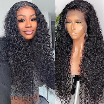 Deep Curly Lace Closure Wig 4x4 HD Lace Wig Pre-plucked 40 Inch Long Human Hair Wig Glueless Wigs 250 Density
