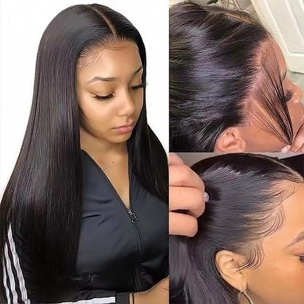 Glueless 6x6 Lace Closure Wig Straight Human Hair Wig Pre-plucked Straight Lace Front Wig