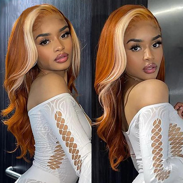 13x4 Lace Front Human Hair Wigs Ginger Human Hair Wig Highlights 30 Inch Body Wave Lace Front Wig Glueless 613 Blonde Human Hair Wig