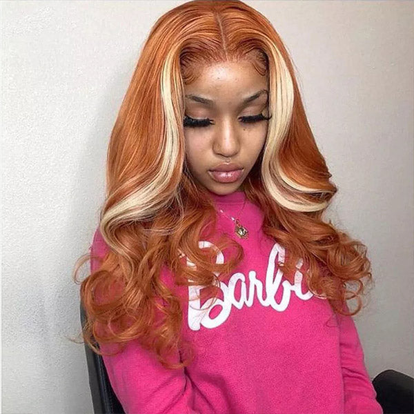 13x4 Lace Front Human Hair Wigs Ginger Human Hair Wig Highlights 30 Inch Body Wave Lace Front Wig Glueless 613 Blonde Human Hair Wig