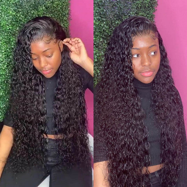 Wear and Go Water Wave Lace Front Wig 13x6 Lace Frontal Wig 200% Density Glueless Human Hair Wigs Pre-cut