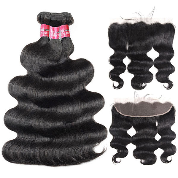 High Quality Virgin Body Wave 3 Bundles With 13*4 Lace Frontal Virgin Human Hair Exte