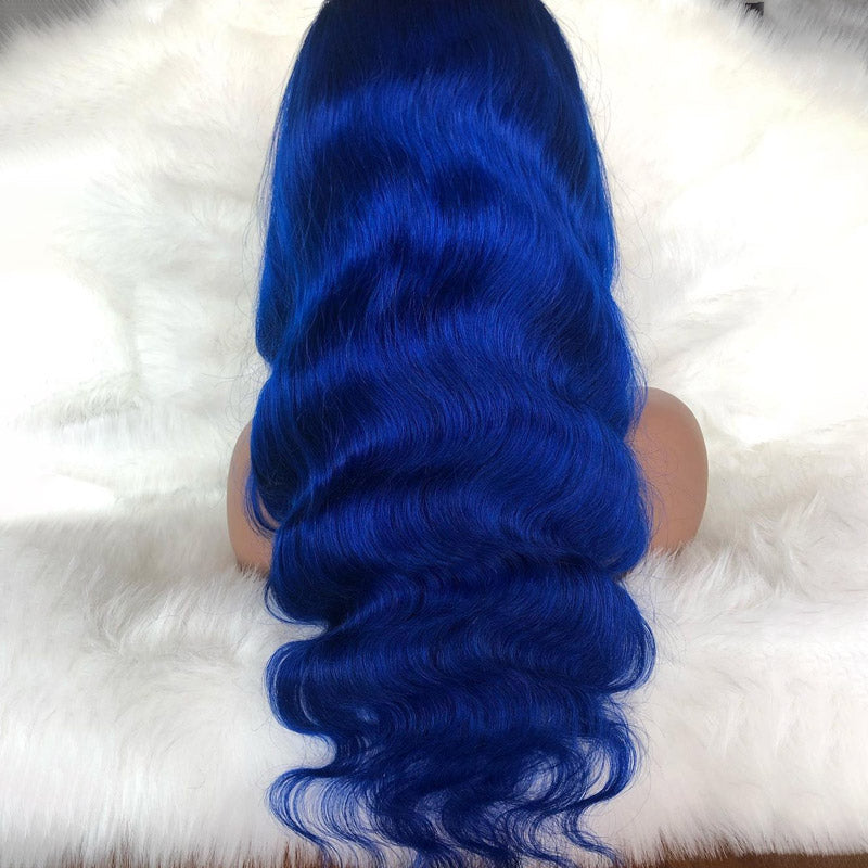 Wear Go Body Wave Wig Blue Color Pre-lucked 13x4 HD Lace Frontal Wig Body Wave Human Hair Wig For Black Women Long Body Wave Glueless Wig