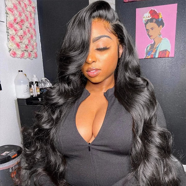 Body Wave Glueless Lace Closure Wig 6x6 HD Lace Front Wig Pre-plucked Body Wave Human Hair Wig