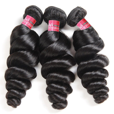 High Quality Real Peruvian Bundle Loose Wave Human Hair Weft Natural Color Virgin Human Hair Weft