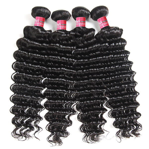 Mink Hair 4 Bundles Deep Wave Hair with 4*4 Lace Closure Brazilian Hair Extensions